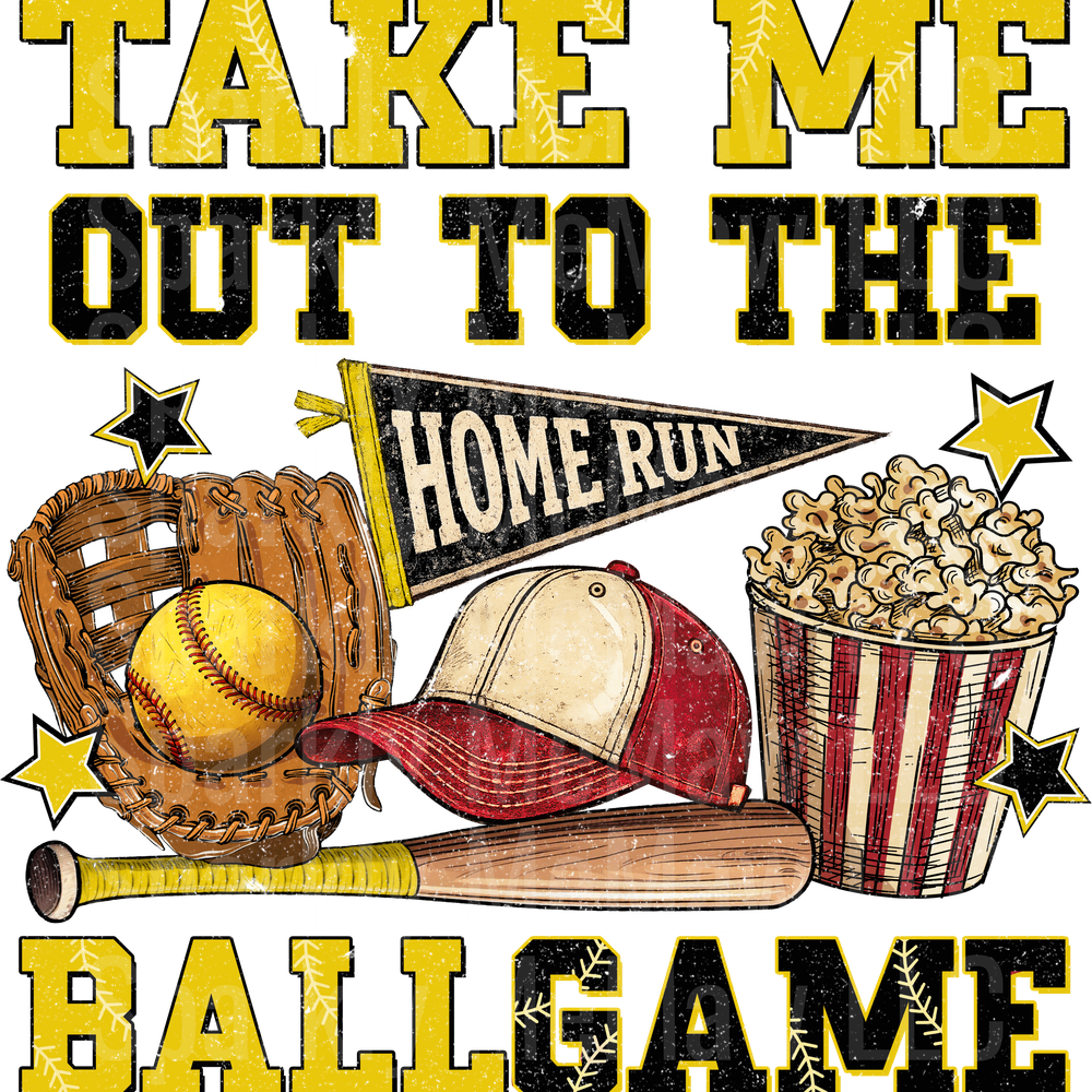 Take Me Out To The Ballgame Softball UV DTF Decal