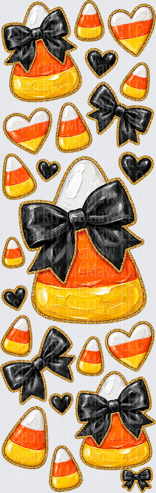Halloween Candy Corn Black Bow is a UV DTF Pen Wrap