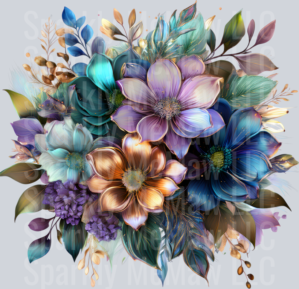 jewel tone floral clipart (12) UV DTF Decal