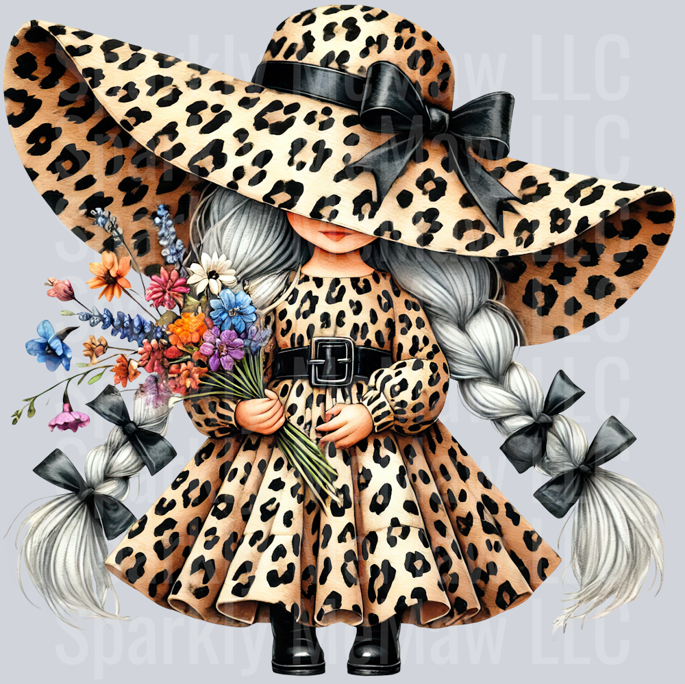 1 Leopard Print Gnome Girls Clipart Decal