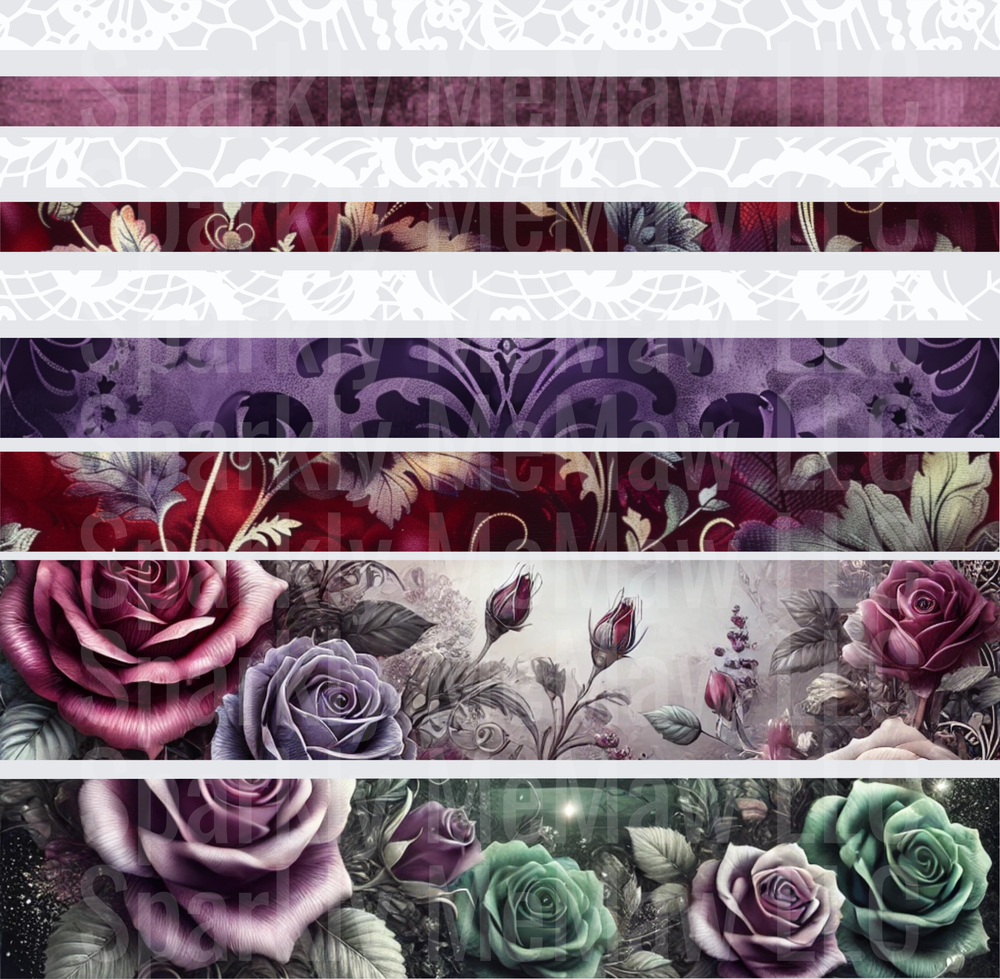 Gothic Floral Rose Bands 10x10 Inch Sheet