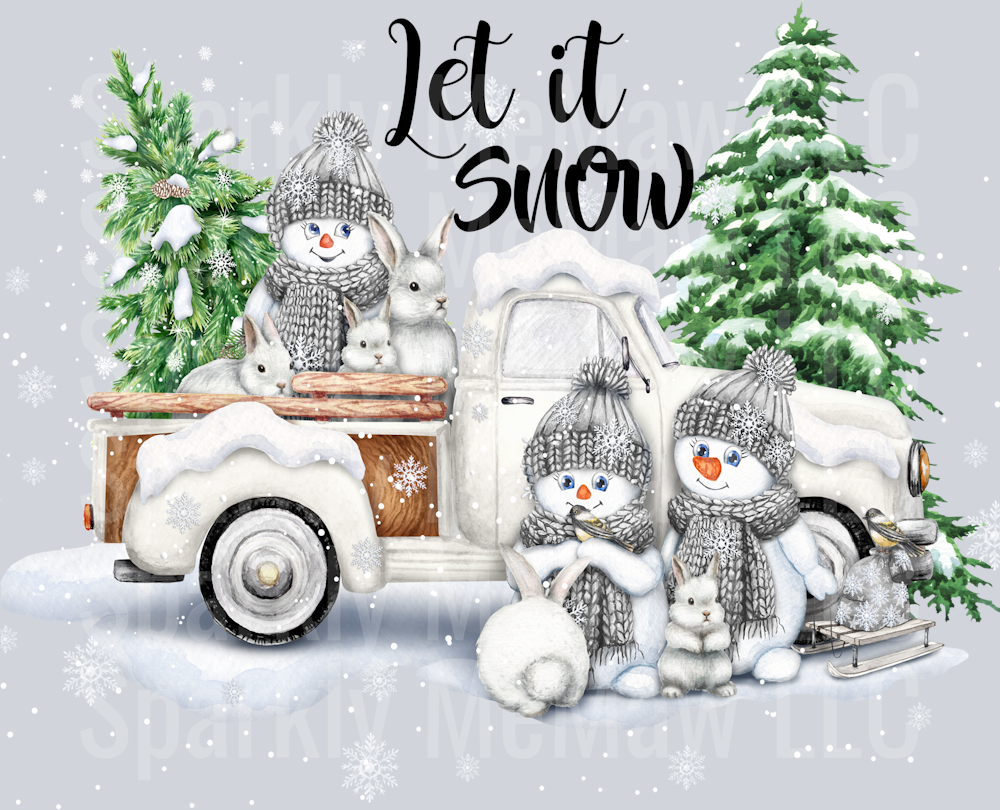 Winter Truck Let is Snow UV DTF Decal