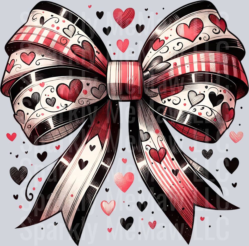 Valentines Day heart Bow DTF Transfer