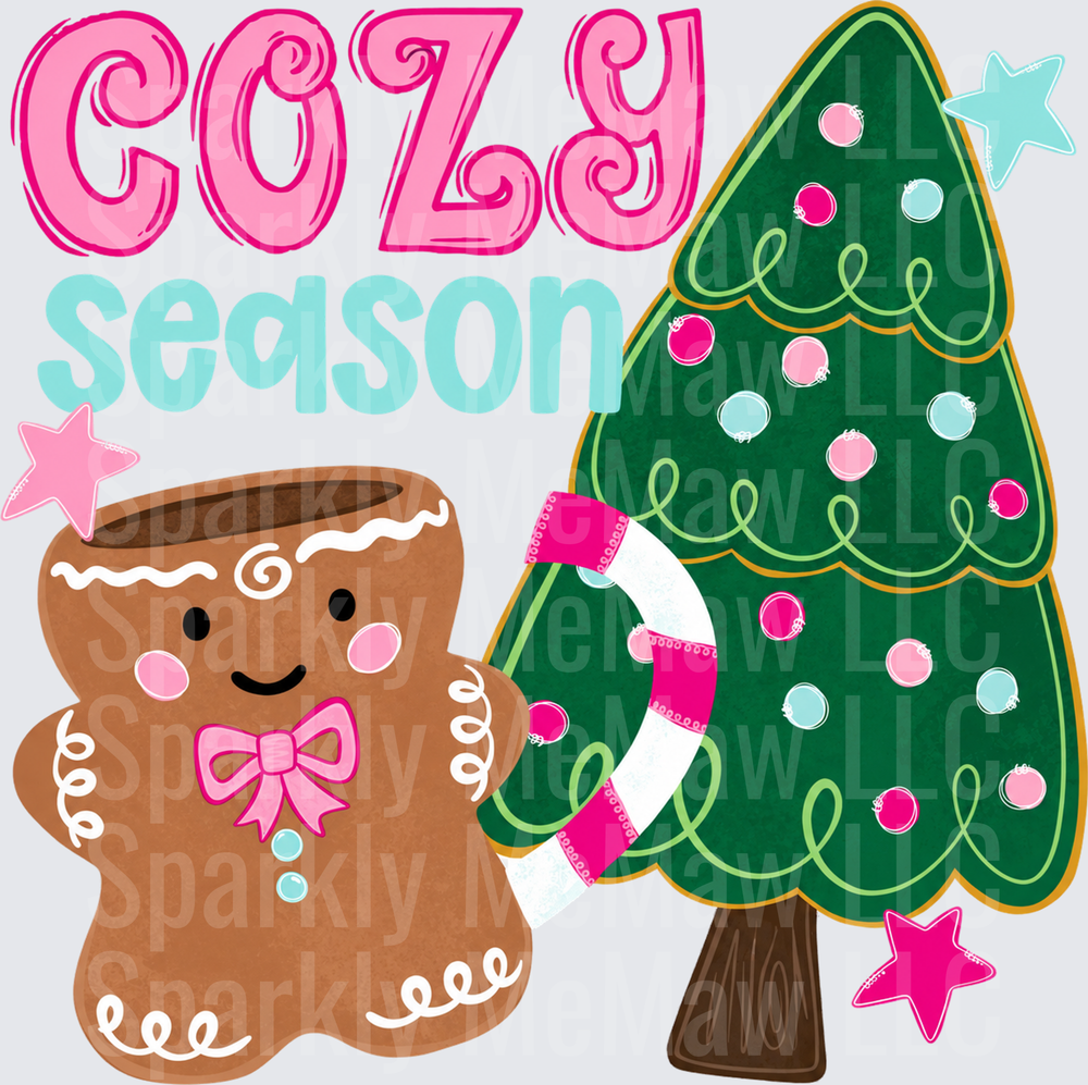 Cozy Season Gingerbread Christmas Tree UV DTF Decal