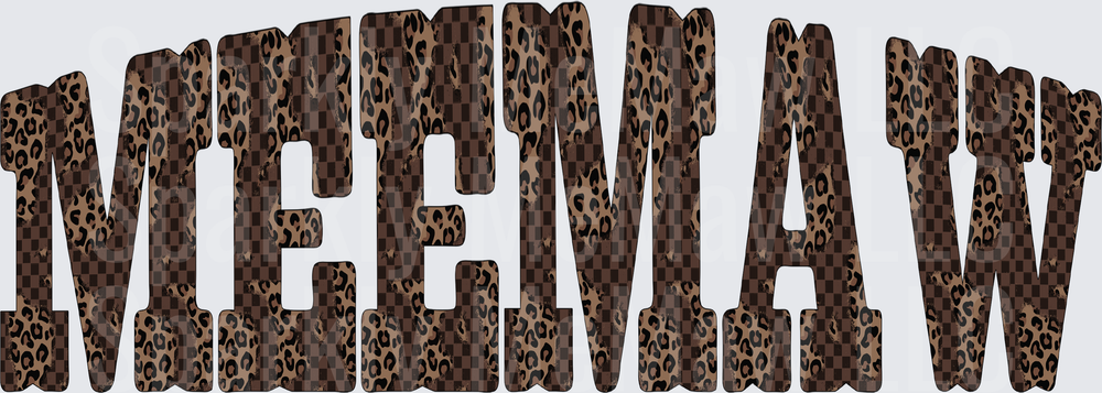 MEEMAW Leopard Print Text Design UV DTF Decal