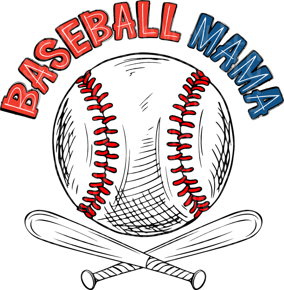 Baseball Mama with Crossed Bats and Baseball UV DTF Decal