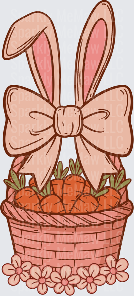 Easter Bunny Ears Bow with Carrot Basket UV DTF Decal