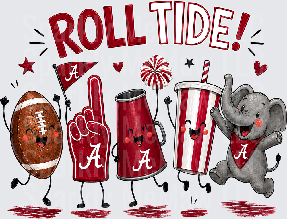 Roll Tide Alabama Crimson Tide Characters UV DTF Decal