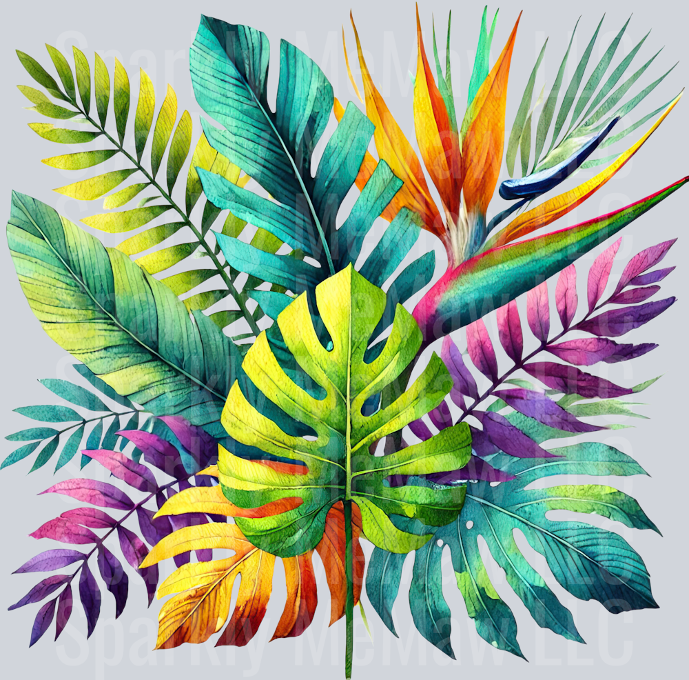 26 Tropical Leaves Clipart Decal