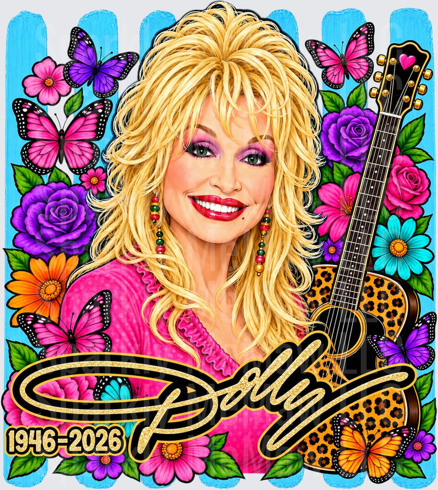 Dolly Parton Tribute Floral Memorial UV DTF Decal