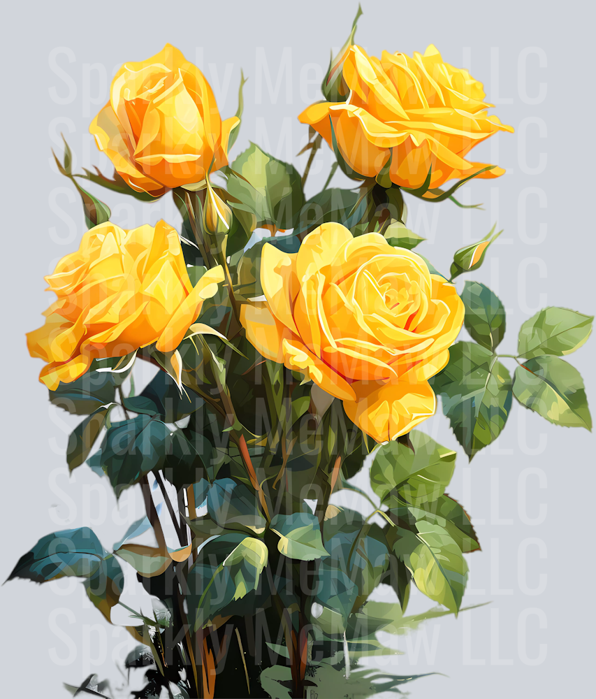 Realistic Yellow Rose 13 Clip Art UV DTF Decal
