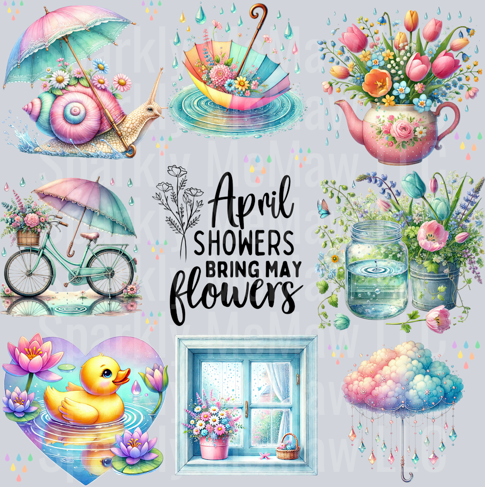 April Showers 10x10 UV DTF Element Sheet