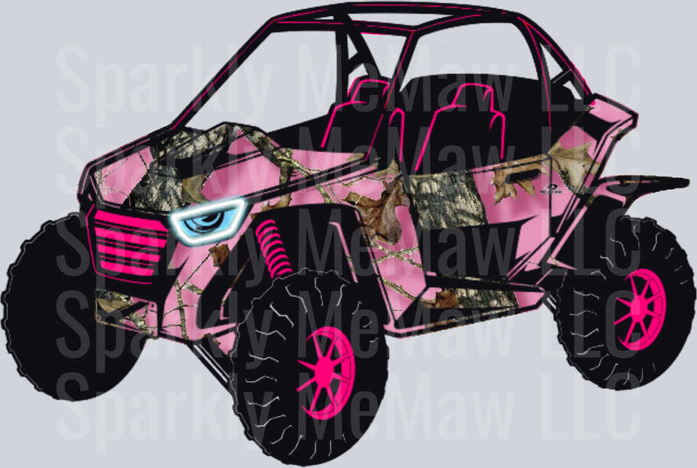 Pink Camo Off-Road UTV with Hot Pink Accents UV DTF Decal