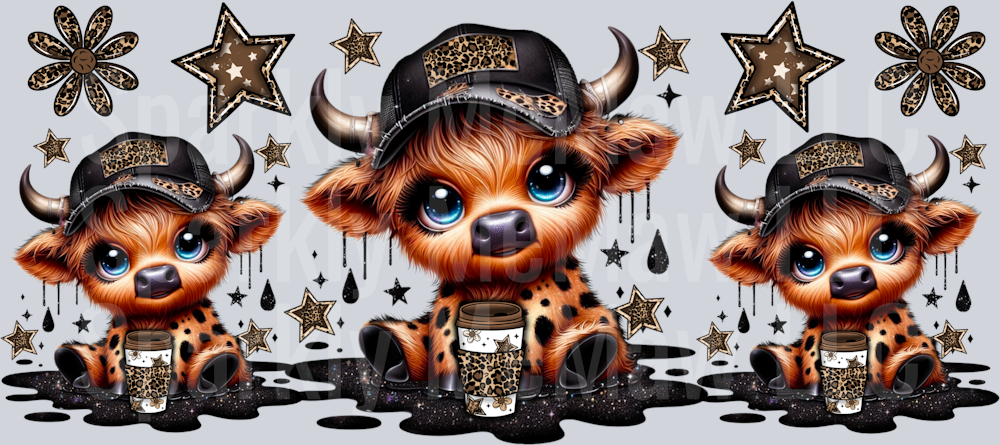 Leopard Coffee Cow UV DTF 16 Oz wrap