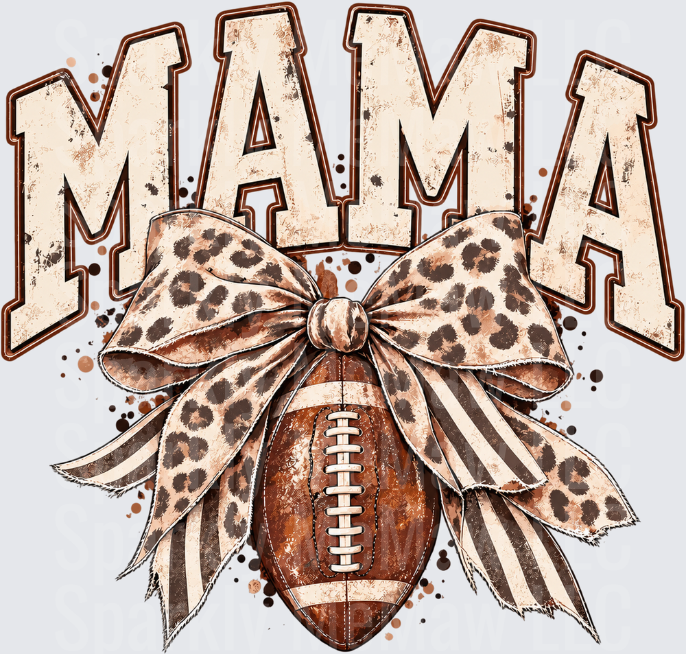 Mama Football Leopard Bow UV DTF DECAL (HARD SMOOTH SURFACE)