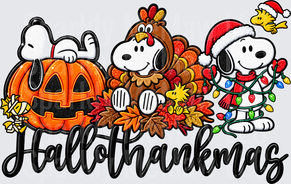 Snoopy Hallothankmas Trio UV DTF Decal