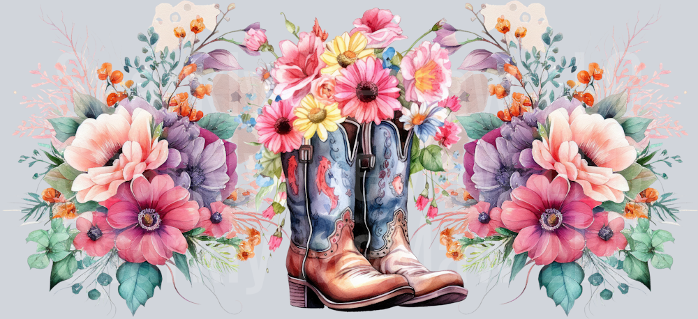 Cow Girl Boots 16oz glass-can-wrap