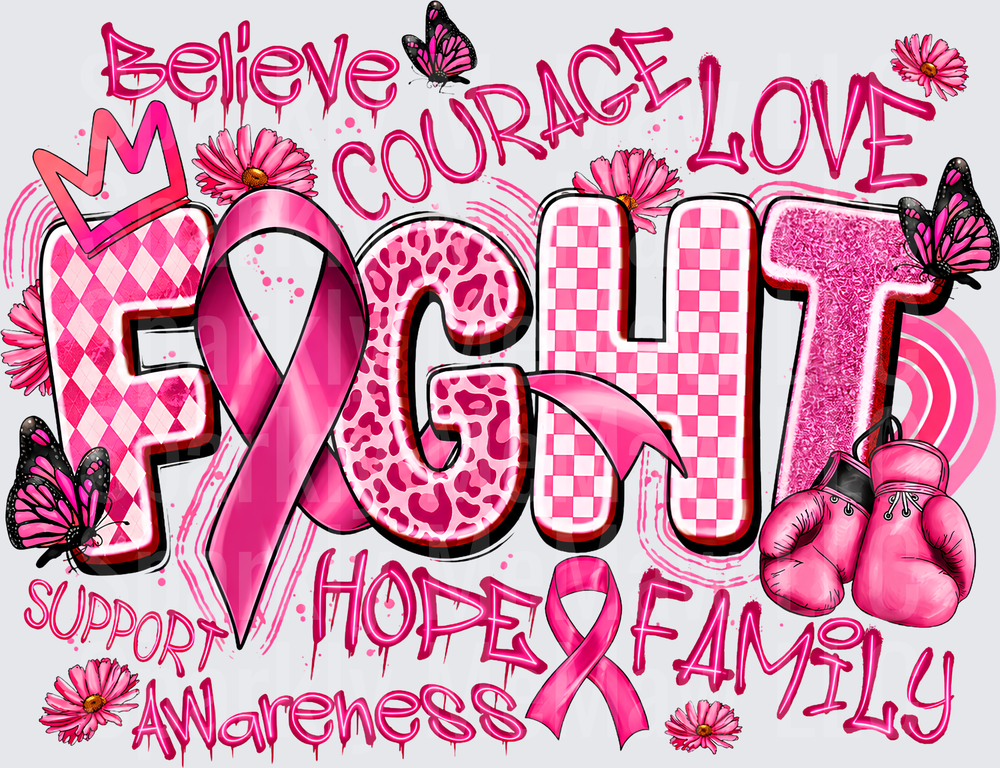 Fight Breast Cancer Awareness Pink UV DTF Decal
