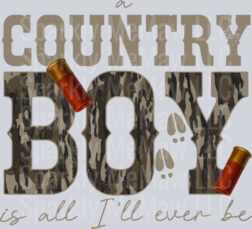 Country Boy Hunting Camouflage Shotgun Shells Design UV DTF Decal