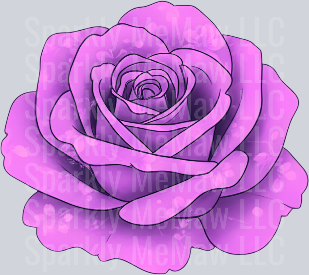 Purple Rose Bloom with Gradient Shading UV DTF Decal