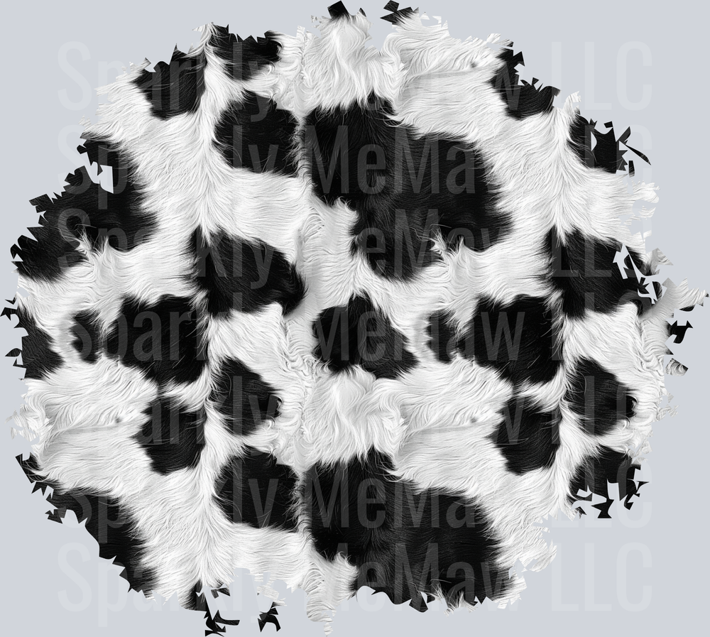 Black and White Cow Print Fur Pattern UV DTF Decal