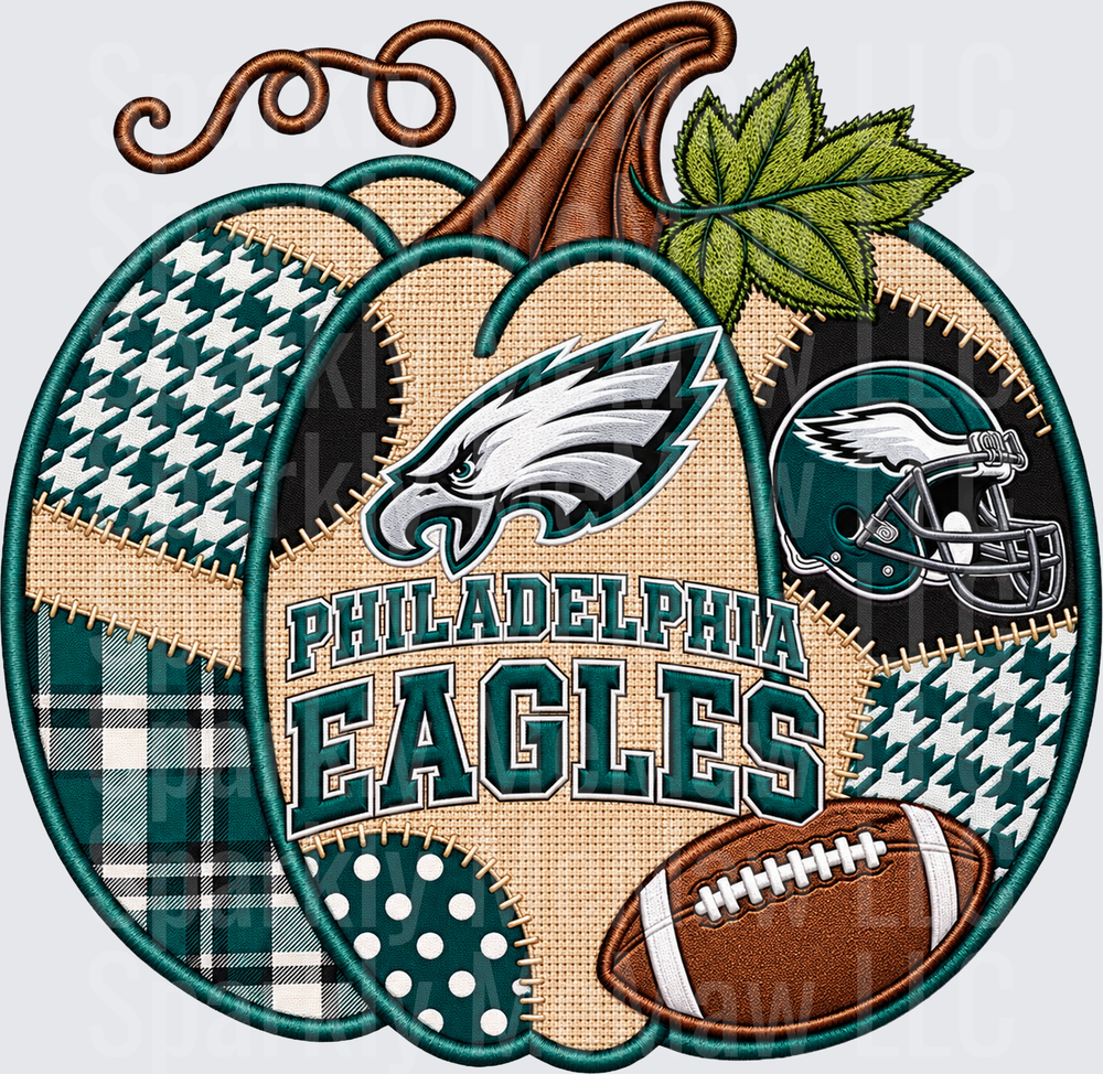 Philadelphia Eagles Fall Pumpkin Patchwork UV DTF Decal