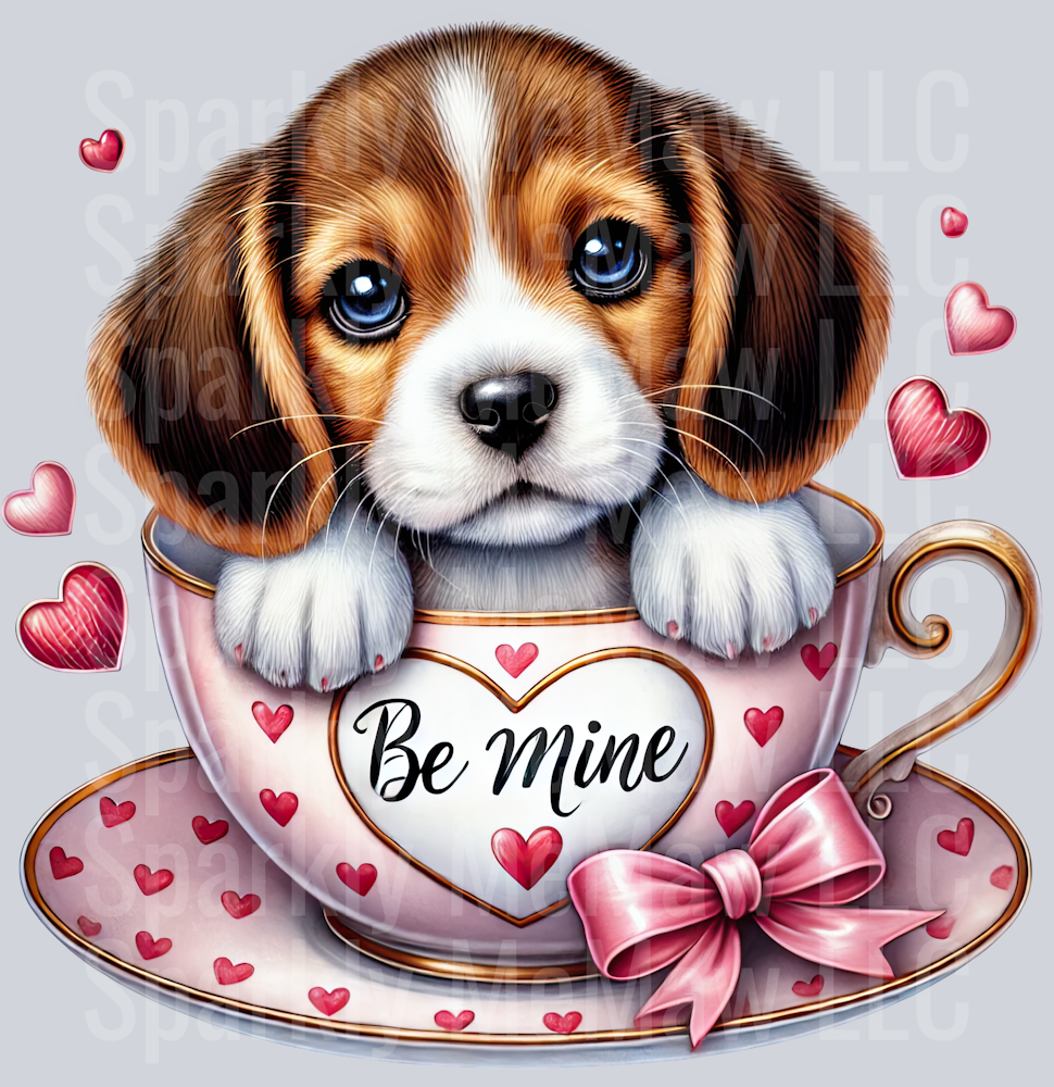Valentines Cup Puppy UV DTF Decal 54