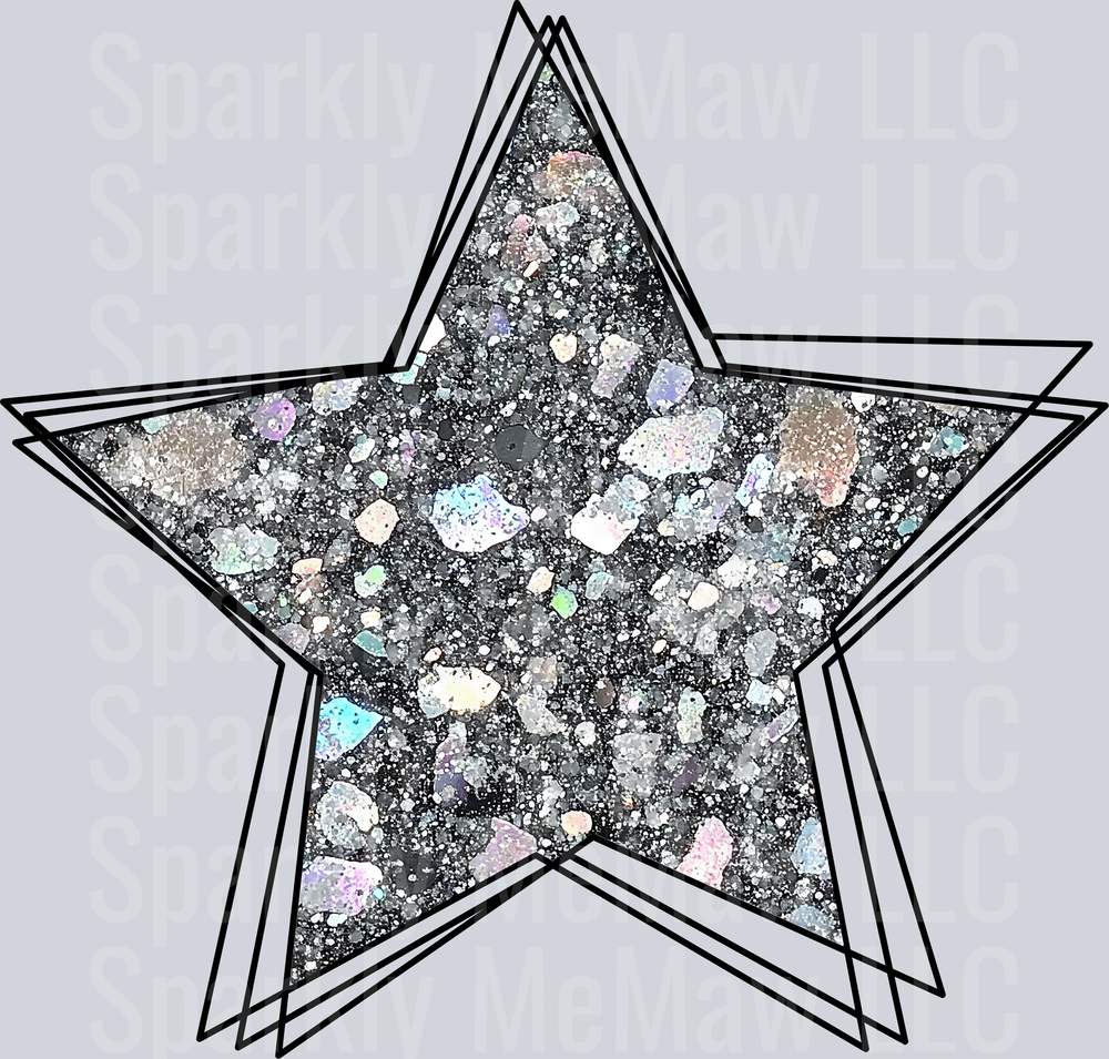 Glittery Galaxy Star with Holographic Sparkles UV DTF Decal