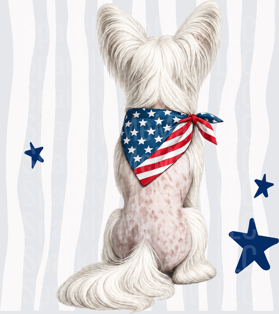 Patriotic Yorkshire Terrier with American Flag Bandana and Blue Stars - UV DTF Decal