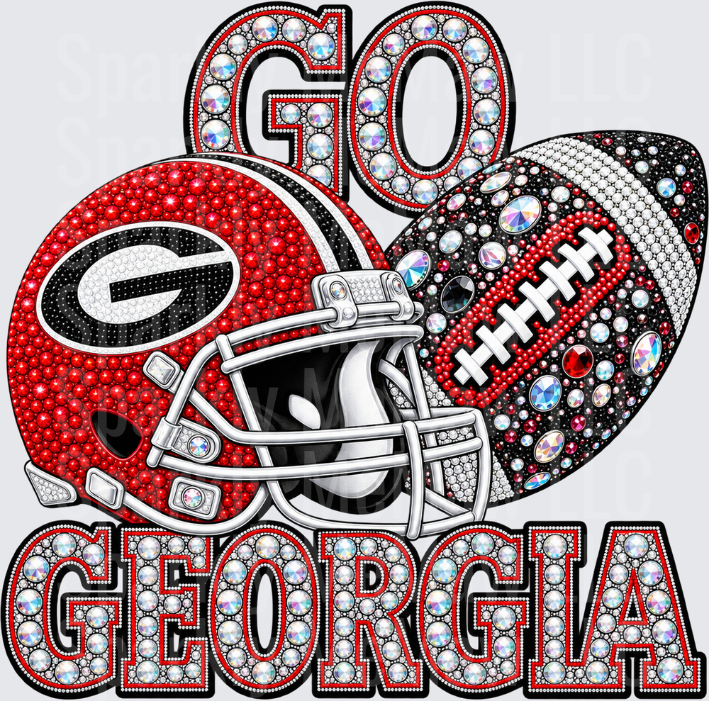 Go Georgia Bulldogs Bling Football UV DTF Decal