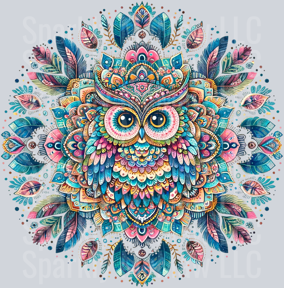 owl mandala 3 Clip Art Decal