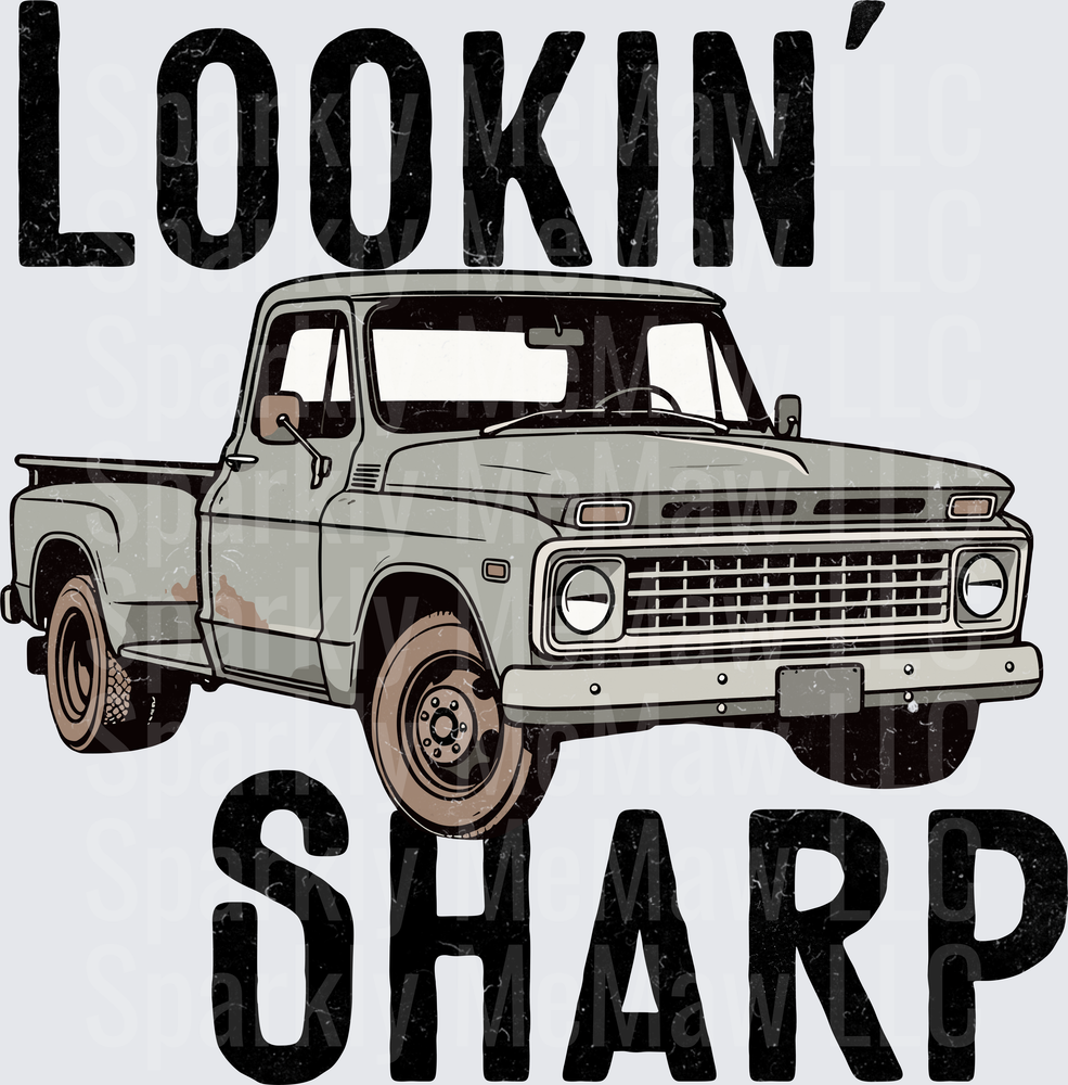 Lookin' Sharp Vintage Pickup Truck DTF Transfer for Fabric