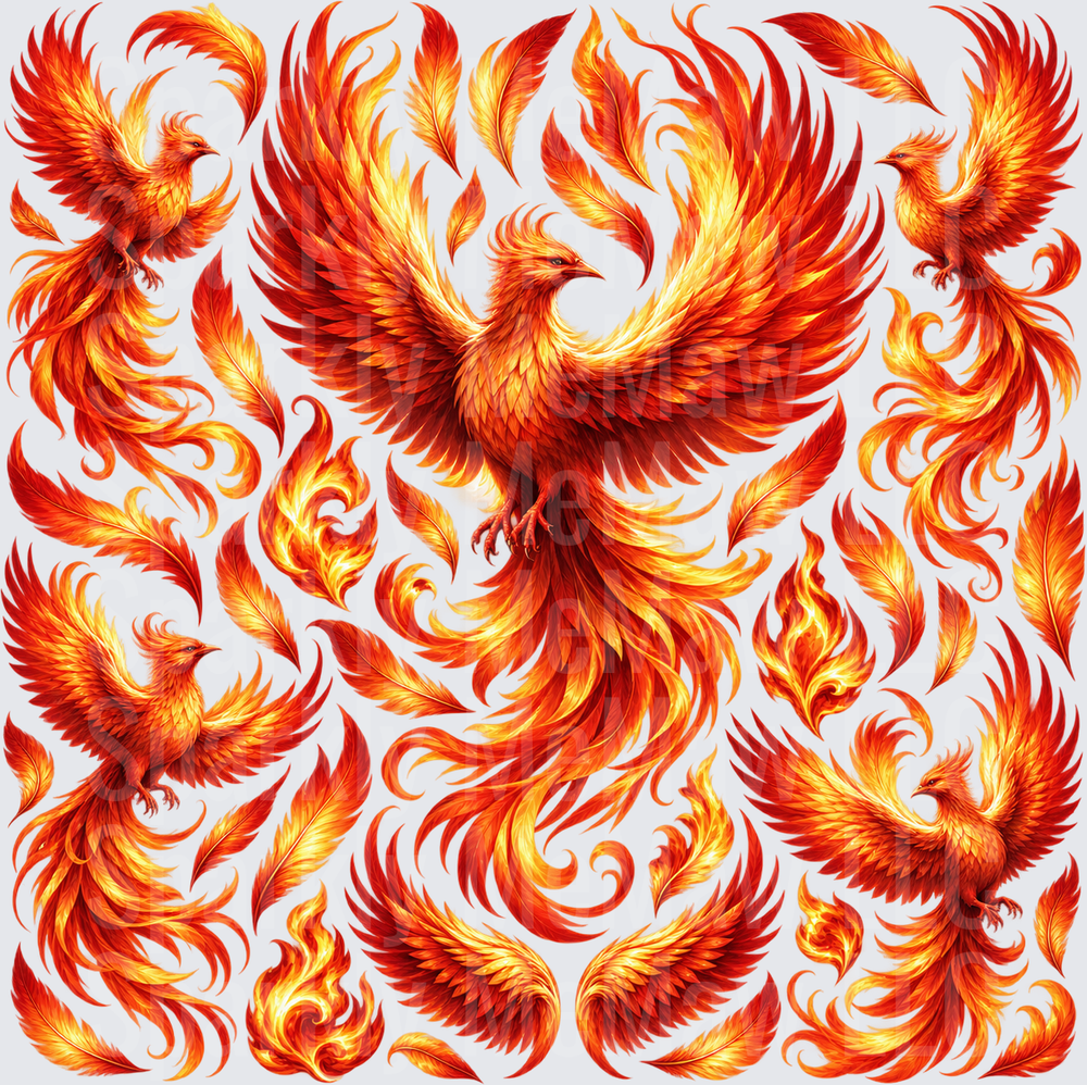 Fiery Phoenix Scatter Sheet – This is a 10x10 Cut and Stick UV Sheet