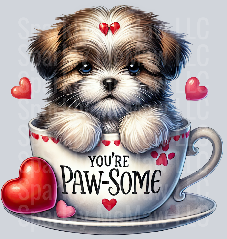 Valentines Cup Puppy UV DTF Decal 37