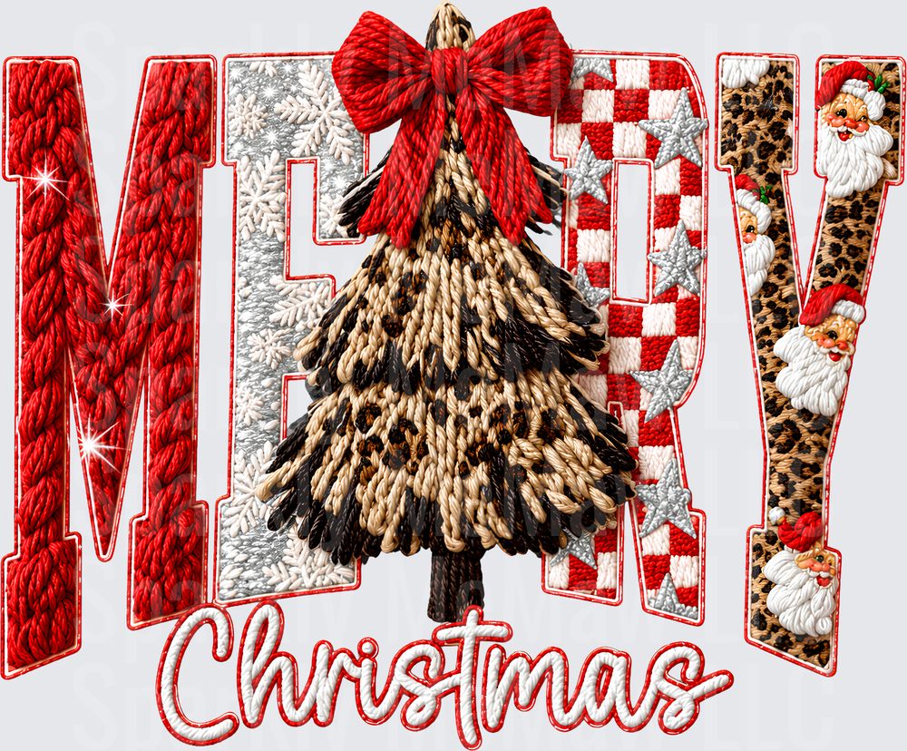 Merry Christmas Leopard Tree UV DTF Decal