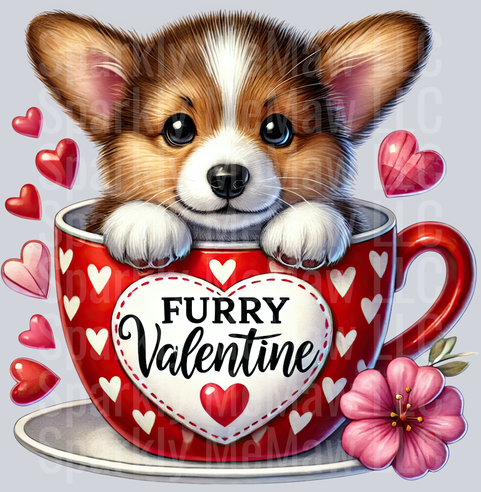 Valentines Cup Puppy UV DTF Decal 51