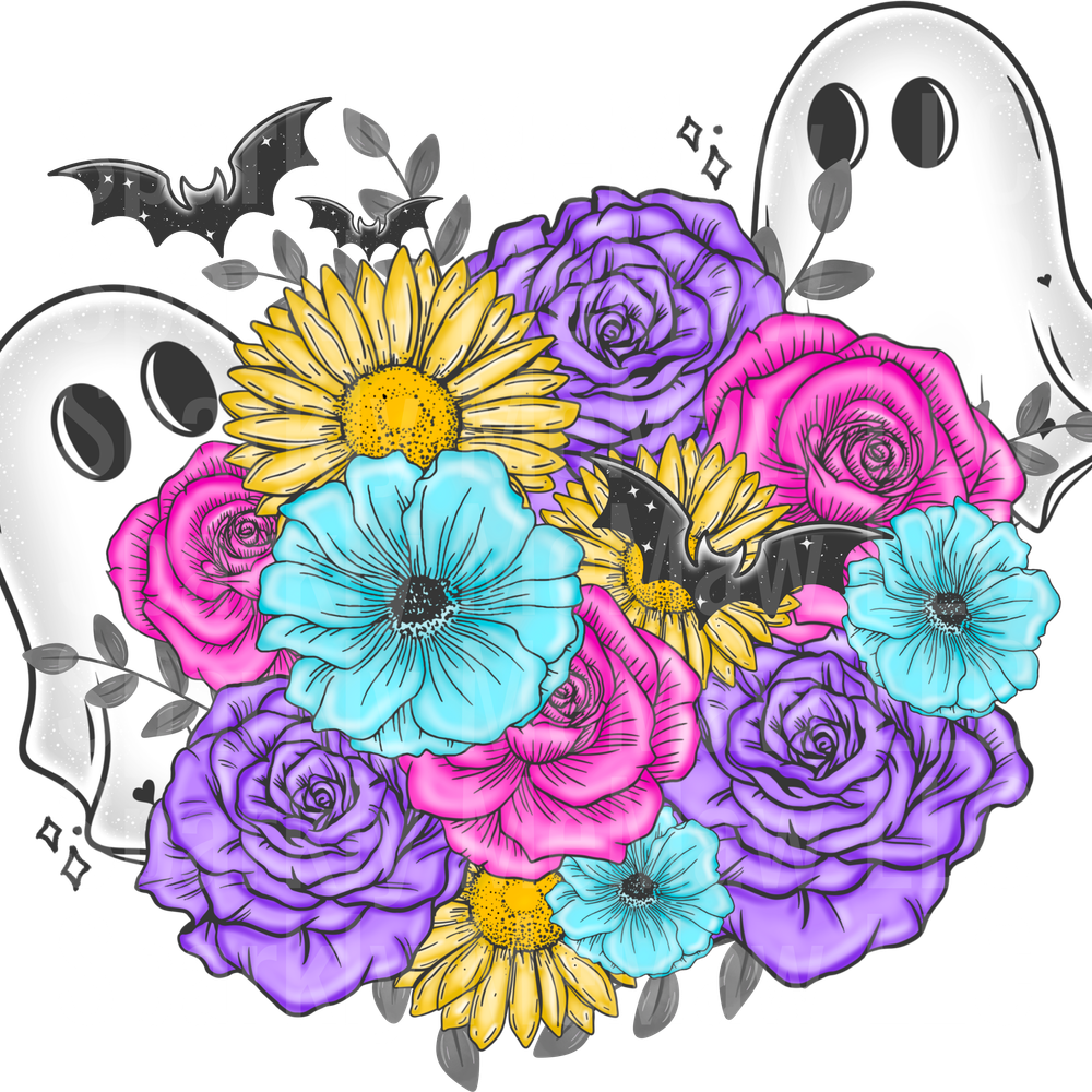 Spring floral ghost uv dtf decal