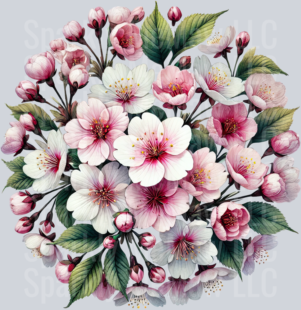 6 Cherry Blossoms Clip Art UV DTF Decal