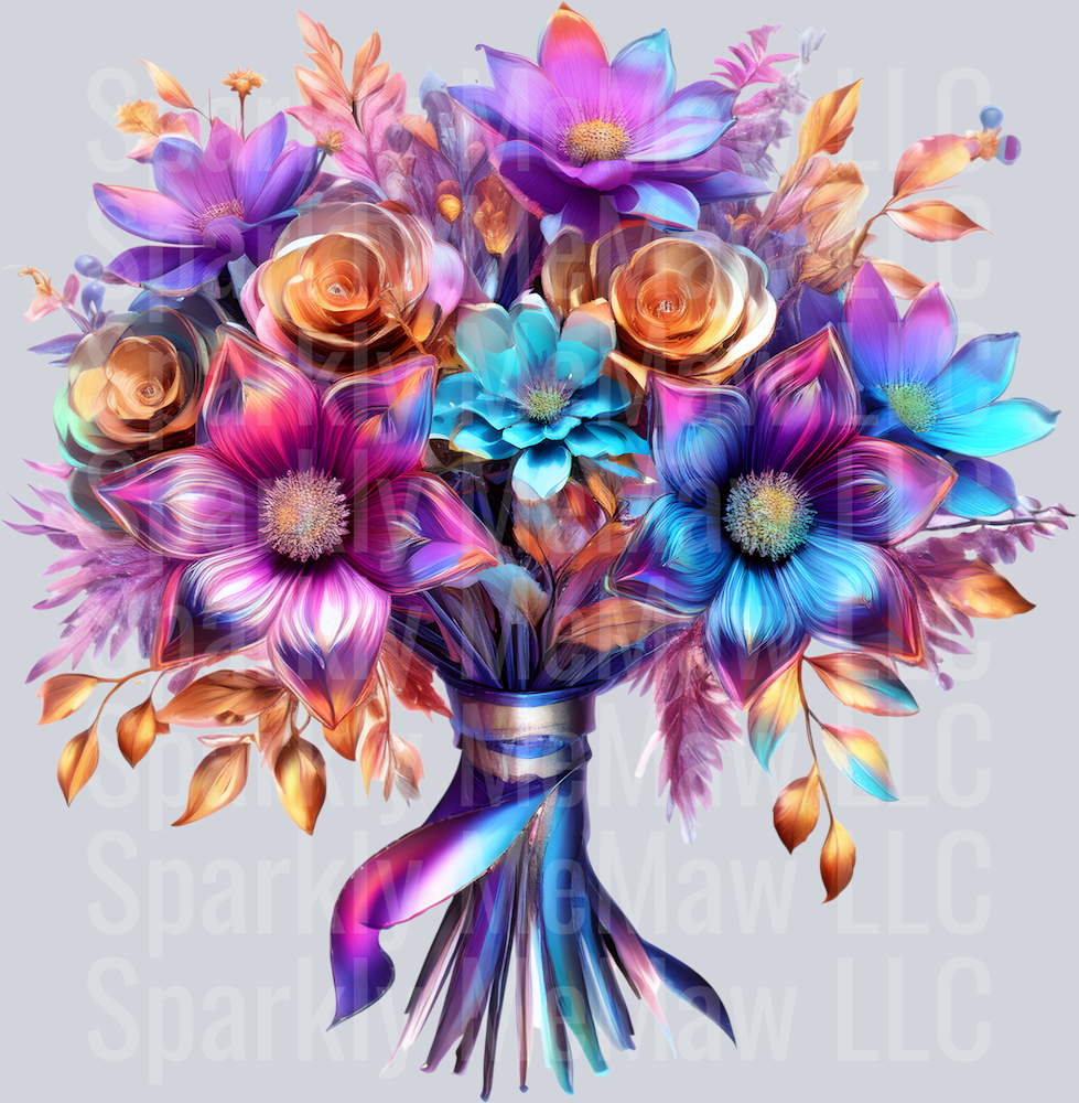 jewel tone floral clipart (176) UV DTF Decal