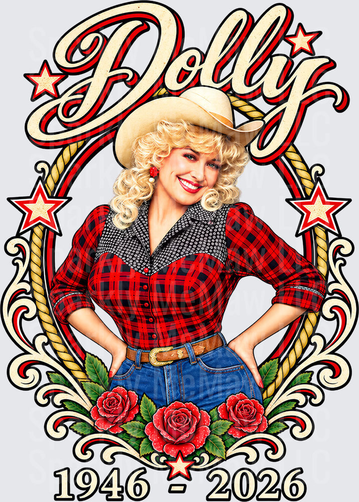 Dolly Parton 1946-2026 Tribute is a UV DTF Decal