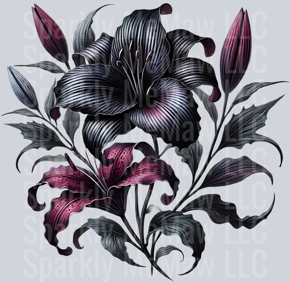 16 Gothic Flowers Clip Art UV DTF Decal