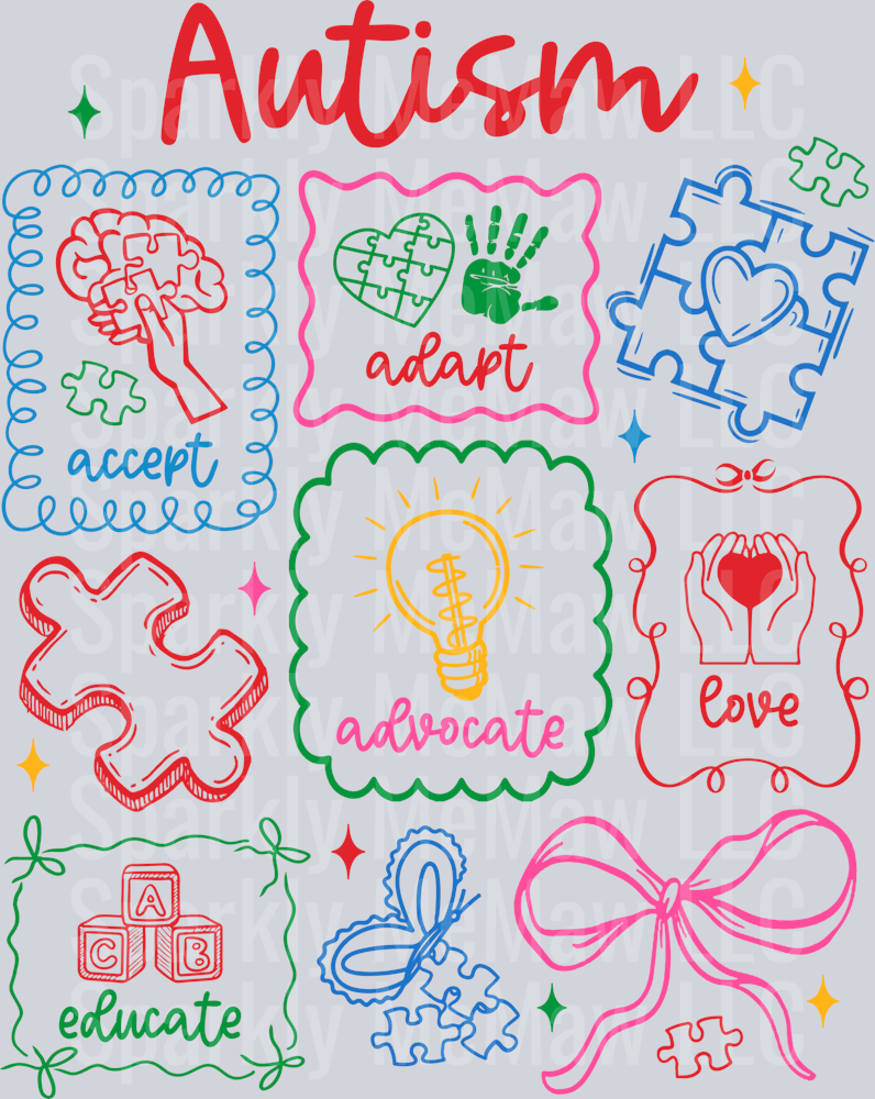 Preppy Autism Doodles DTF Transfer