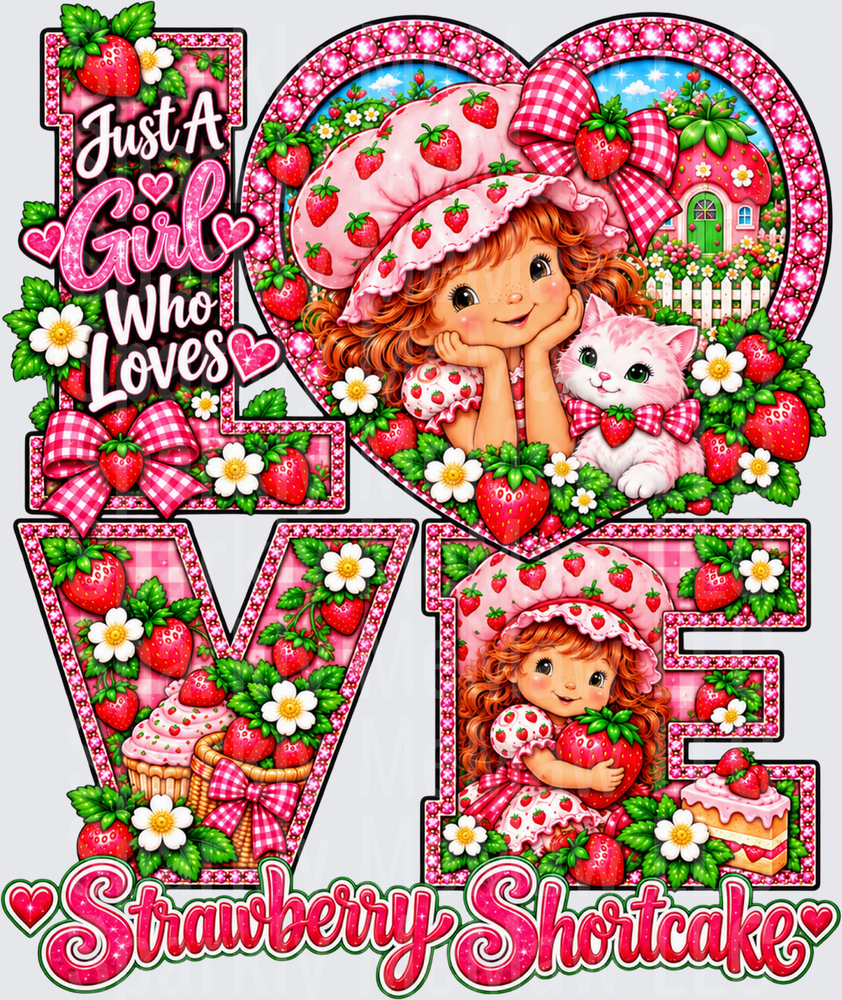 Just A Girl Who Loves Strawberry Shortcake UV DTF Decal