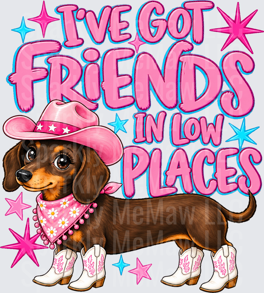 Dachshund Cowgirl Friends Low Places UV Decal Decal