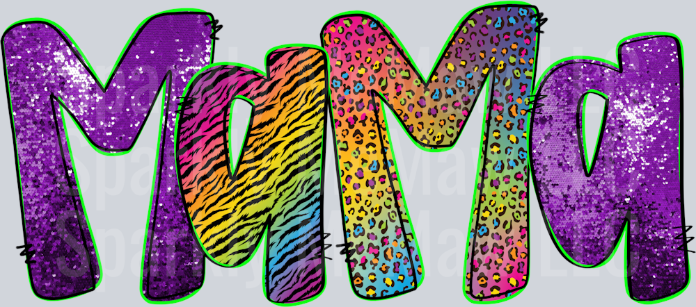 mama neon cheetah DTF Transfer