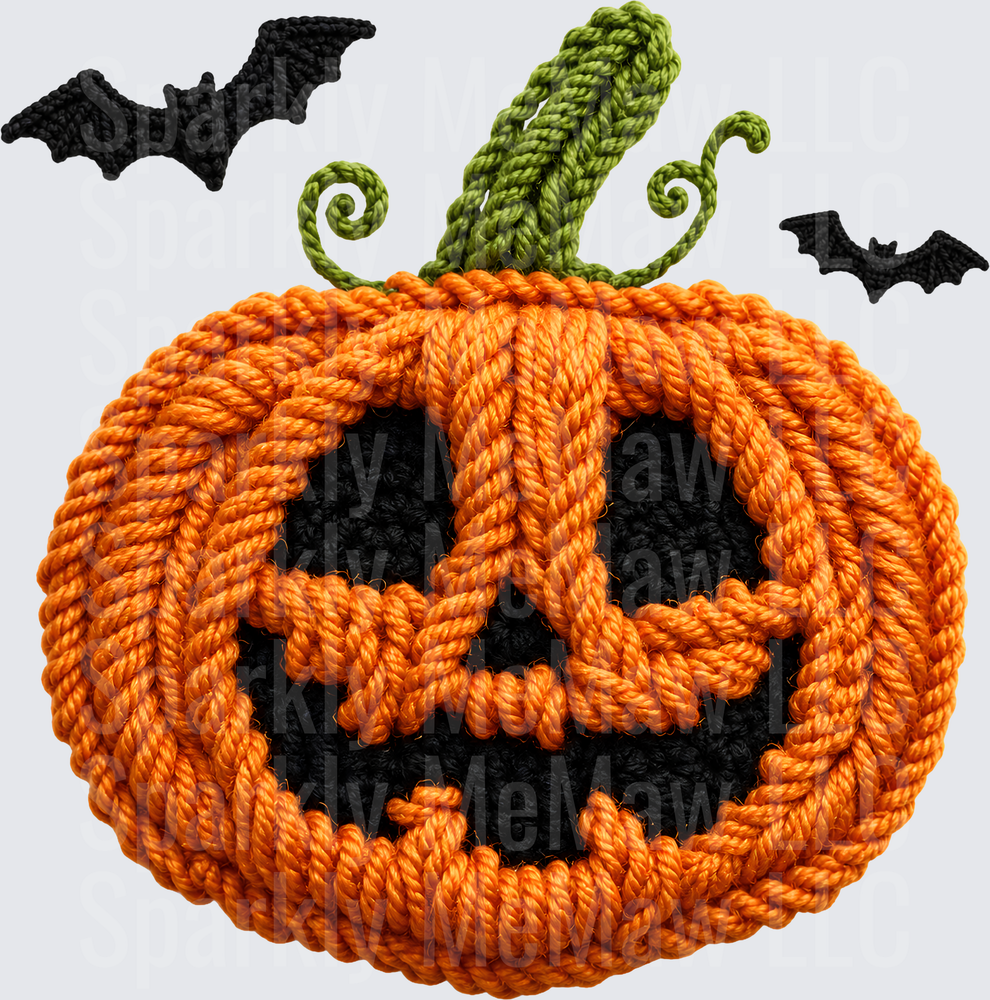 Crochet Jack-O-Lantern Bats is a UV DTF Decal