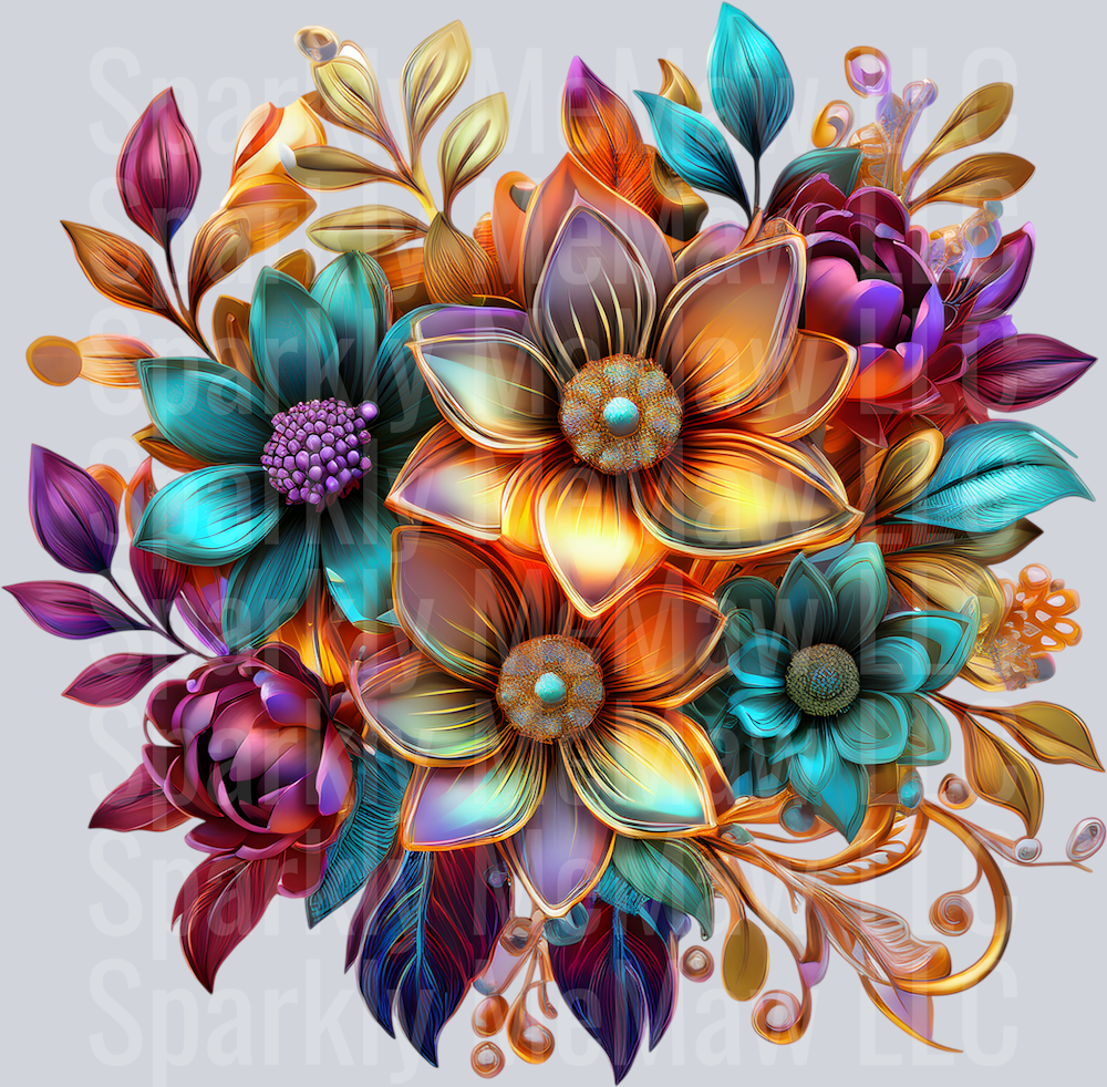 jewel tone floral clipart (84) UV DTF Decal