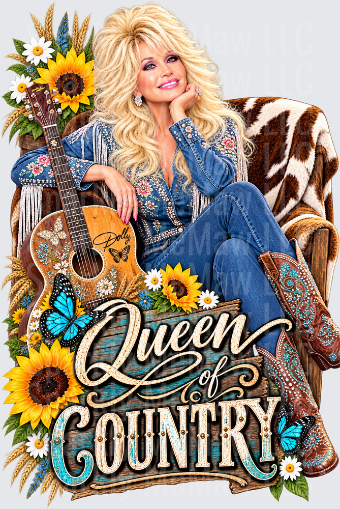Dolly Queen of Country UV DTF Decal