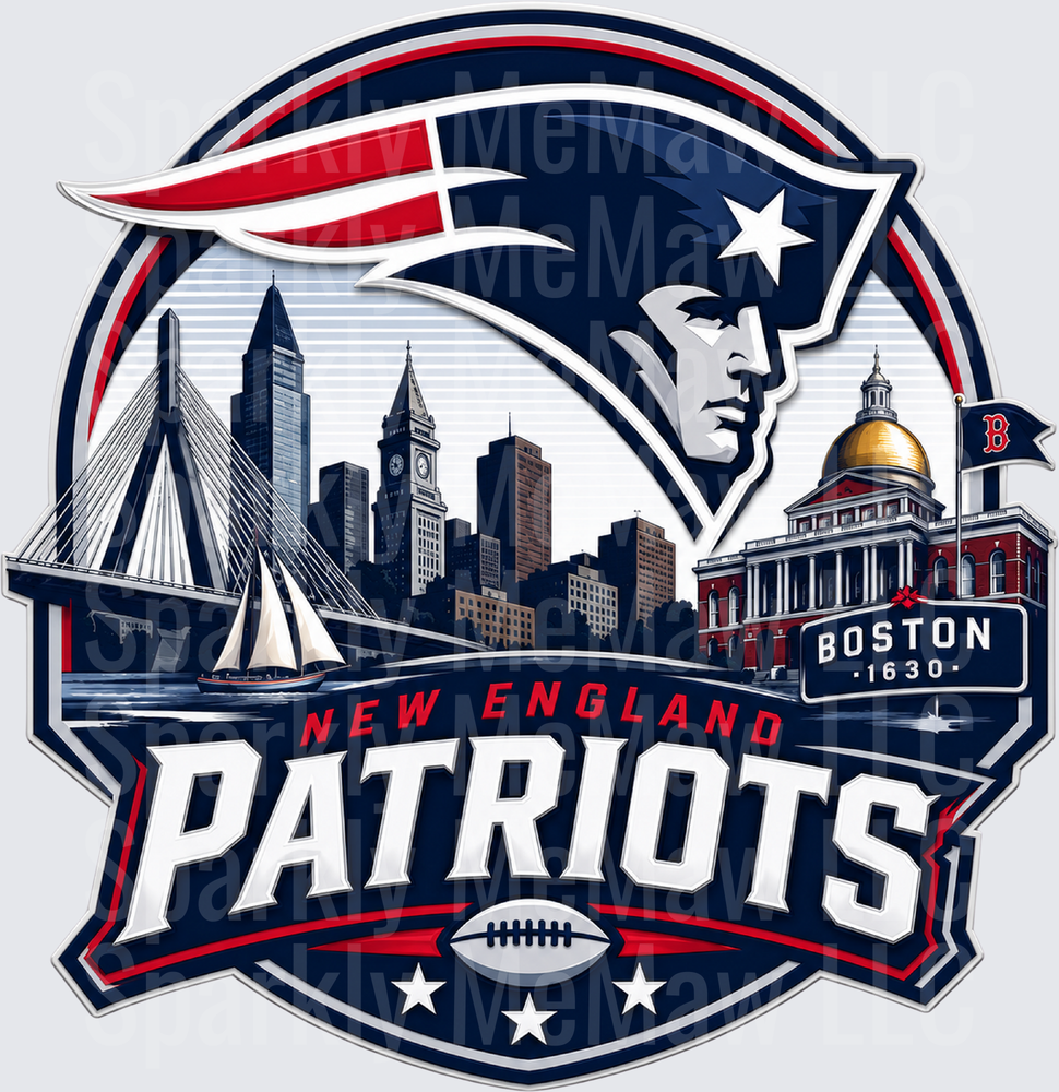 New England Patriots Boston Skyline UV DTF Decal