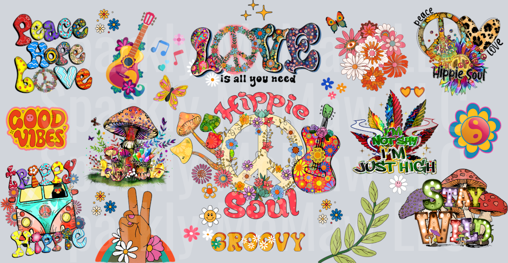 Hippie Vibes 16 oz UV DTF Wrap